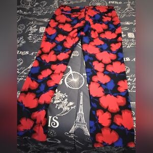 Banana Republic Red and Blue Floral Wide Leg Pants